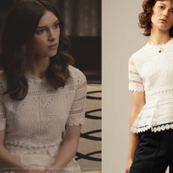 Maje white lace peplum top - Picture 4 of 9